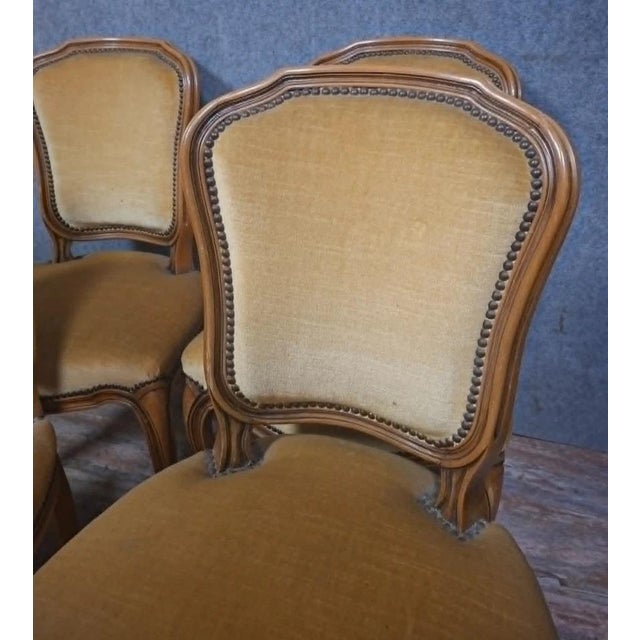 Antique Louis XV Style Chairs in Carved and Ground Wood, Set of 4 For Sale - Image 6 of 10