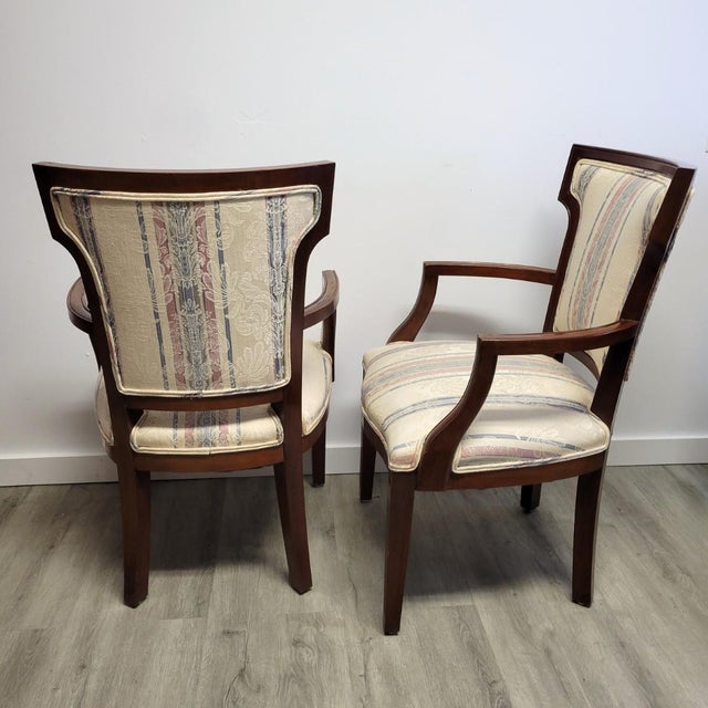 Pair - Federal Style Mahogany Accent Chairs With Stripped Upholstery, Early 20th Century For Sale In Raleigh - Image 6 of 7
