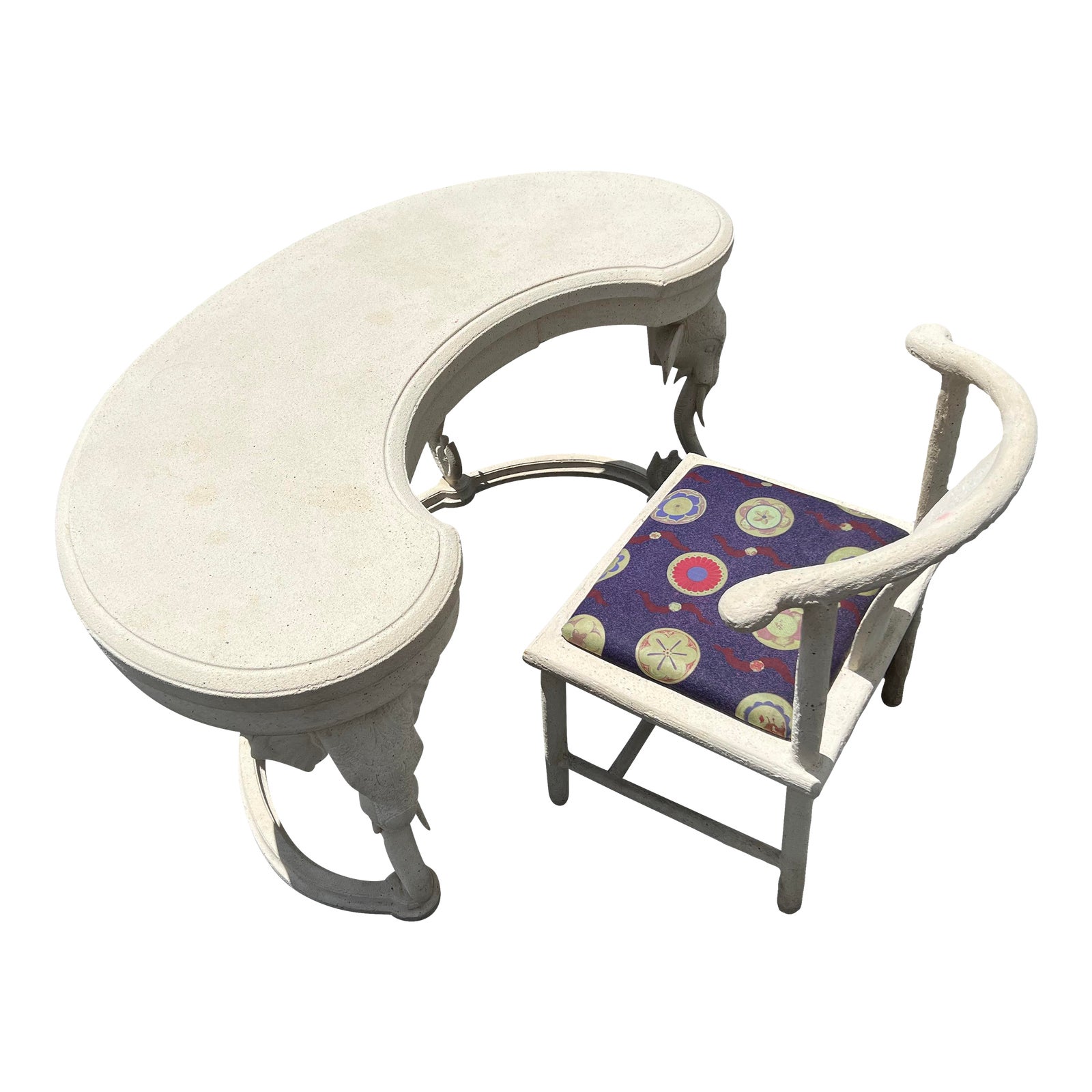 Late 20th Century Faux Coquina Stone Gampel Stoll Kidney Elephant Desk