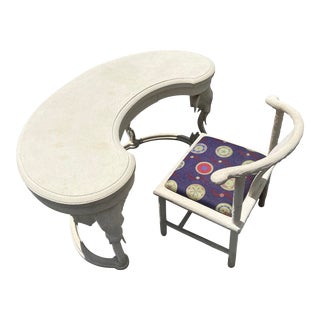 Late 20th Century Faux Coquina Stone Gampel Stoll Kidney Elephant Desk With Chair - Set of 2 For Sale