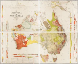 Geological Map of Australia, 1930s, Set of 2