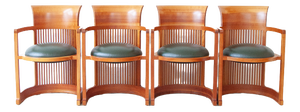 Vintage Italian Barrel Chairs by Frank Lloyd Wright for Cassina, 1980s, Set of 4