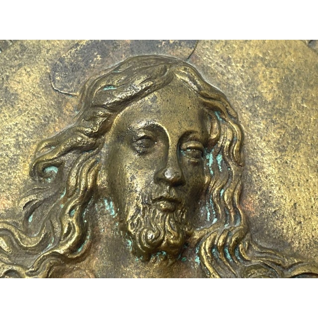 Brass 19th Century French Brass Religious Jesus Sunburst Icon For Sale - Image 8 of 11