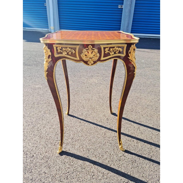 Simple French Style Parquetry Side Table, Coffee/Tea Table For Sale - Image 4 of 13