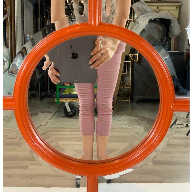 Modern Modern Geometric Orange Lacquer Wall Mirror For Sale - Image 3 of 5
