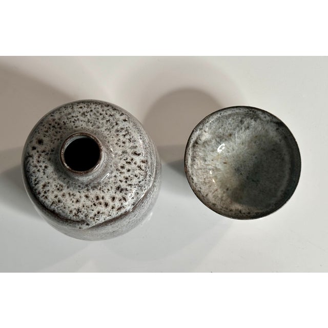 Studio Ceramic Bottle Vase and Bowl by Elli & Walter Serocka, Germany 1970s, Set of 2 For Sale - Image 6 of 17