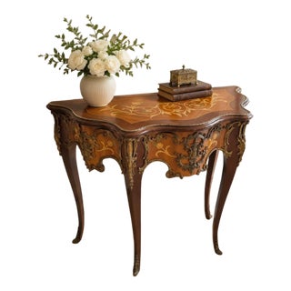 Louis XV–style Marquetry Console Table With Decorative Gilt-Metal Mounts For Sale