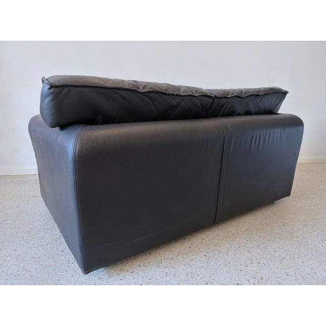 Black Leather Two-Seater Sofa by Arcon Italia, Italy, 1980s For Sale - Image 13 of 15