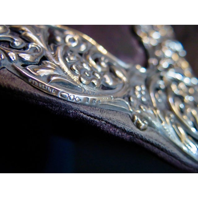 Vintage Early 20th Century Elaborate Sterling Photo Frame For Sale In New York - Image 6 of 8