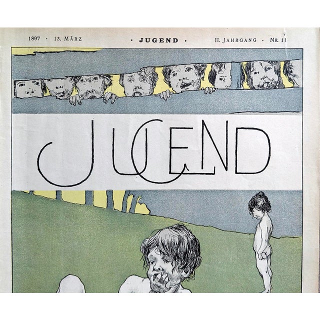 An original 1897 Jugend magazine cover (Vol. II, Issue No. 11) featuring an expressive illustration by Austrian-born...