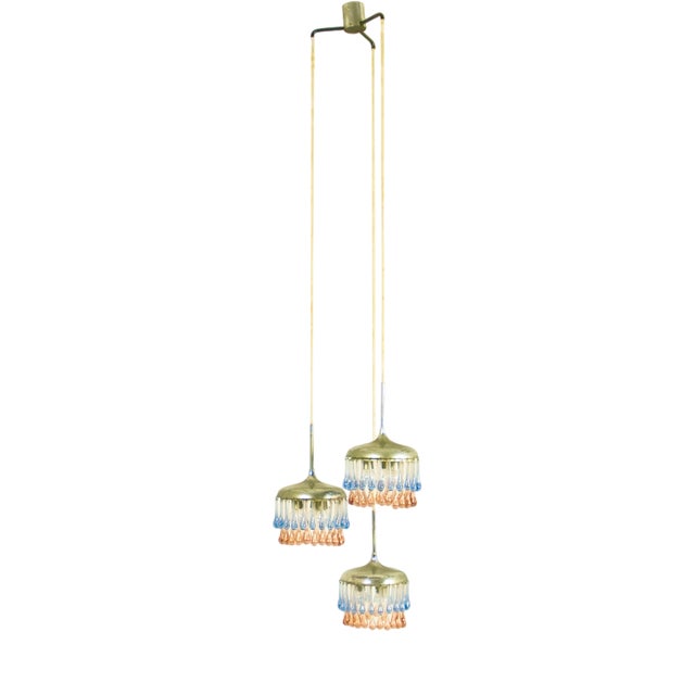 Italian Chrome Plated Metal and Glass Pendant Lamp from Stilnovo, 1960s For Sale