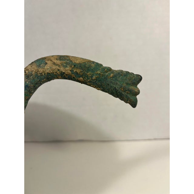 Metal Ancient Bronze Ware Vessel Goblet Cup With Handle For Sale - Image 7 of 9