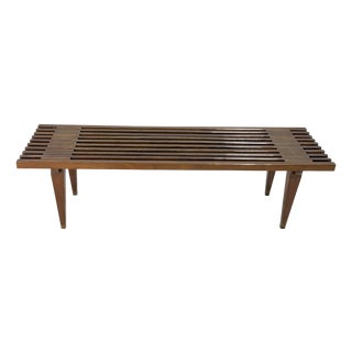 Teak Slatted Bench in the style of Reguitti, 1960 For Sale