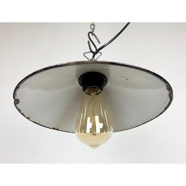 1960s Industrial Petrol Enamel Factory Pendant Lamp, 1960s For Sale - Image 5 of 16