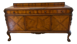 Carved Burr Walnut Sideboard by Maple and Co., 1920s