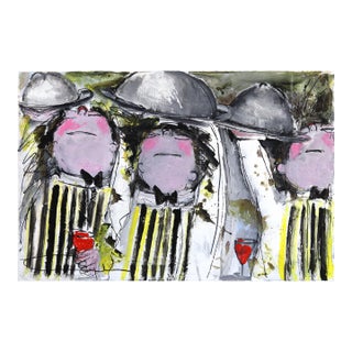 Waiters on the Run - Vibrant Figurative Portrait Acrylic Painting Original Artwork by Gerdine Duijsens For Sale