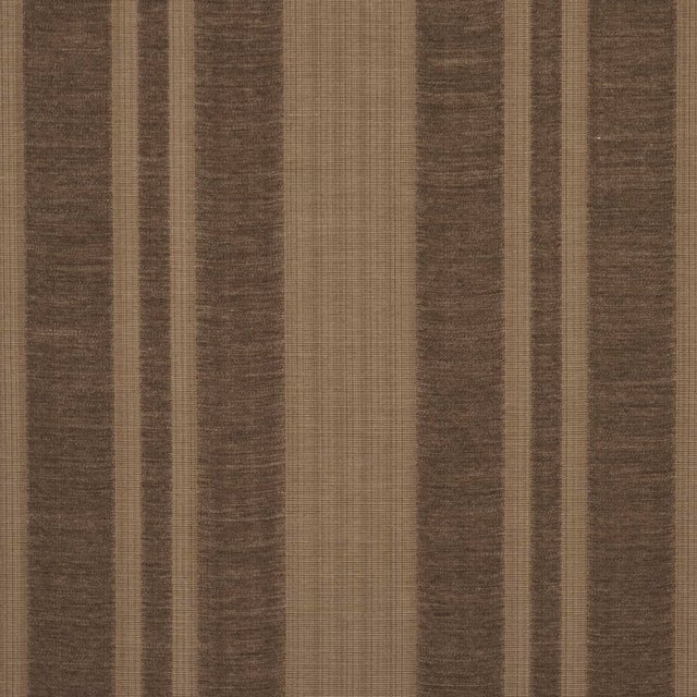 SAMPLE - Schumacher Simon Wool Linen Stripe Fabric In Brown For Sale