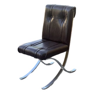 Vintage 1970s Cal-Style Furniture Mfg. Co. Barcelona-Style Chrome X-Base Lounge Chair For Sale