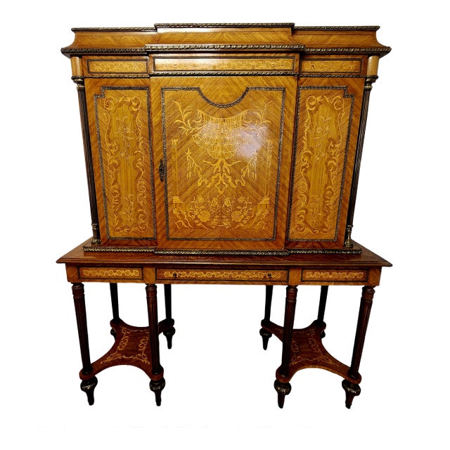 19th C French Marquetry and Ormolu Cabinet on Stand For Sale
