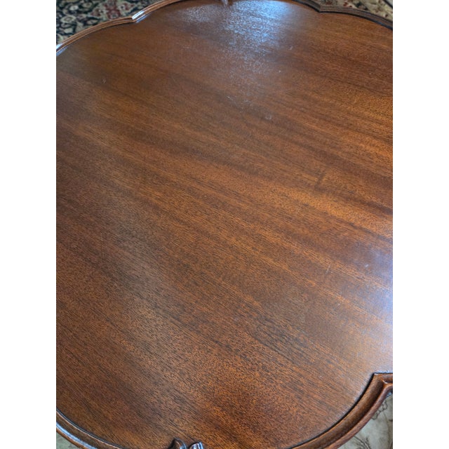 Mid 20th Century Pie Crust Tilt Top Table With Turned Tripod Base Brass Claw Feet For Sale - Image 5 of 13