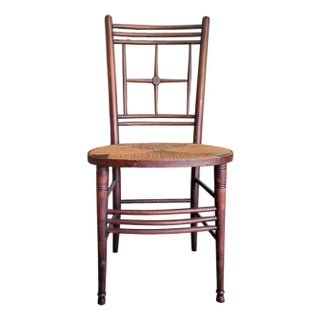 Circa 1880s Arts & Crafts Single Rush Round Seat Chair From Sussex by Morris & Co. For Sale