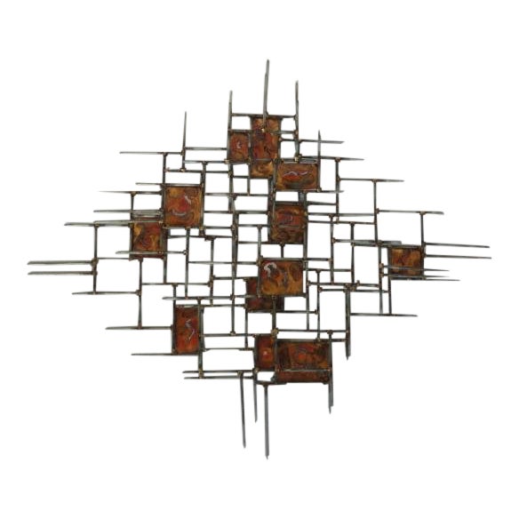 Mid Century Modern Signed Brutalist Style Metal Wall Art Chairish