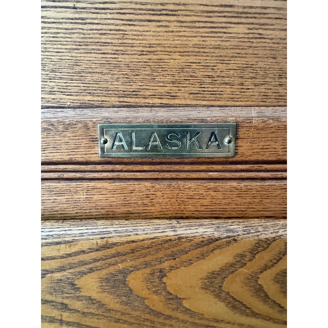 1910s Vintage 1910s Alaska Ice Box Wood Cabinet With Carved Details For Sale - Image 5 of 10