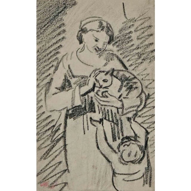 Armand Gautier, Woman, Original Charcoal Drawing, 19th Century For Sale