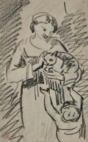 Armand Gautier, Woman, Original Charcoal Drawing, 19th Century