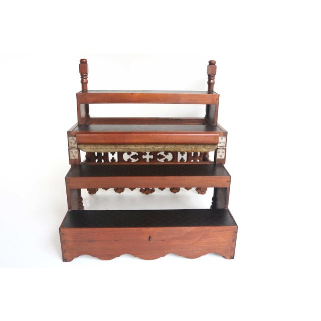Antique French Gothic Revival Wood Hall Bench, 1880s For Sale - Image 16 of 18