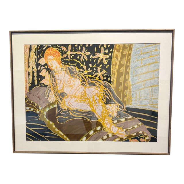 Vintage Molly Schiff Figurative Painting Reclining Female Nude For Sale