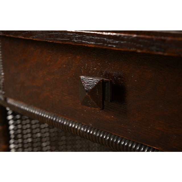 Heywood-Wakefield Antique Arts & Crafts Mission Oak & Rattan Wicker Writing Desk | Circa 1890s For Sale - Image 9 of 15