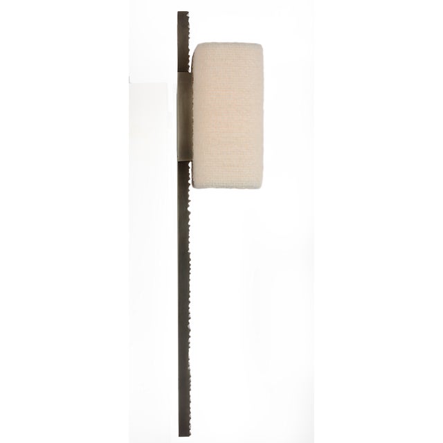 2020s Anne-Marie Barton for Visual Comfort Signature Fumar 23" Tail Sconce in Ridged Graphite with Bouclé Shade For Sale - Image 5 of 14