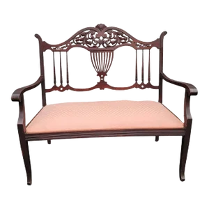 Early 20th Century Regency Carved Mahogany and Upholstered Settee