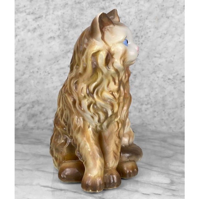 1970s Mid-Century Figural Long-Hair Cat Porcelain Indoor Planter For Sale - Image 5 of 10