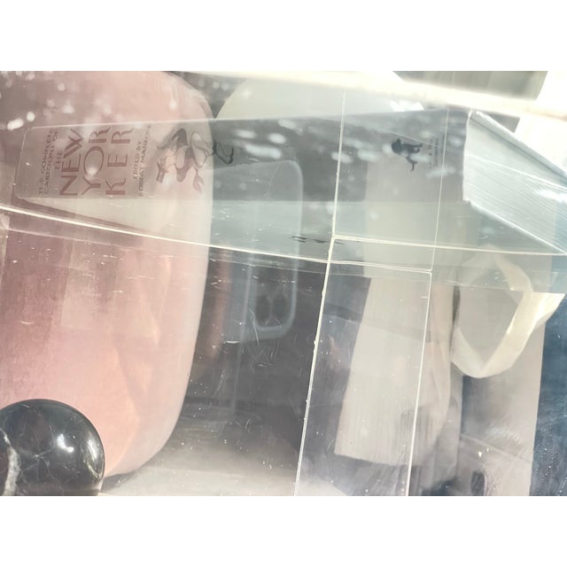 1920s Glass Coffee Table Amoeba Lucite Acrylic Pedestal Base Postmodern Modern Vladimir Kagan Style For Sale - Image 4 of 12