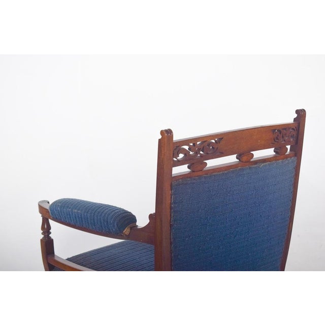 English Ladys Chair in Blue Upholstery For Sale - Image 4 of 15