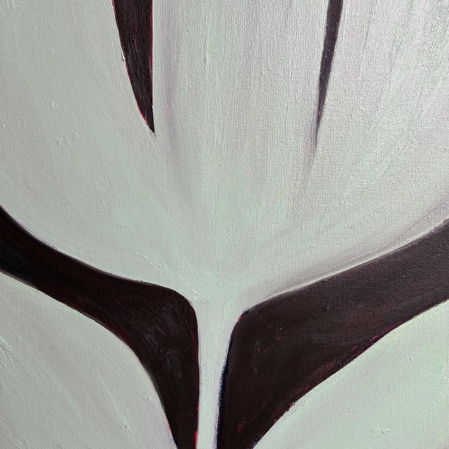 Contemporary Original Botanical Leaf Painting in Brushed Gold Frame, Oil on Canvas, 21" H X 17" W by Tatiana Duperault For Sale - Image 3 of 4