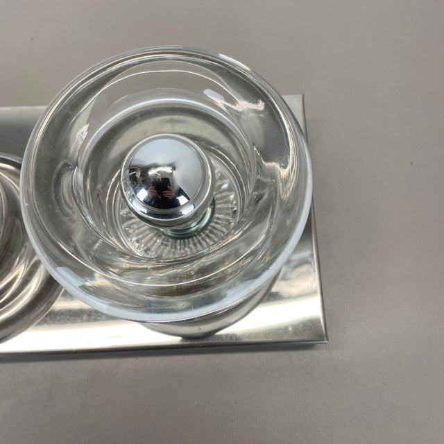 Space Age Original Metal Chrome Glass Wall Sconce Cosack Lights, Germany, 1970s For Sale - Image 11 of 18