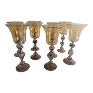 1980s Parise Vetro Venetian Murano Set of Wine Glasses - Set of 8