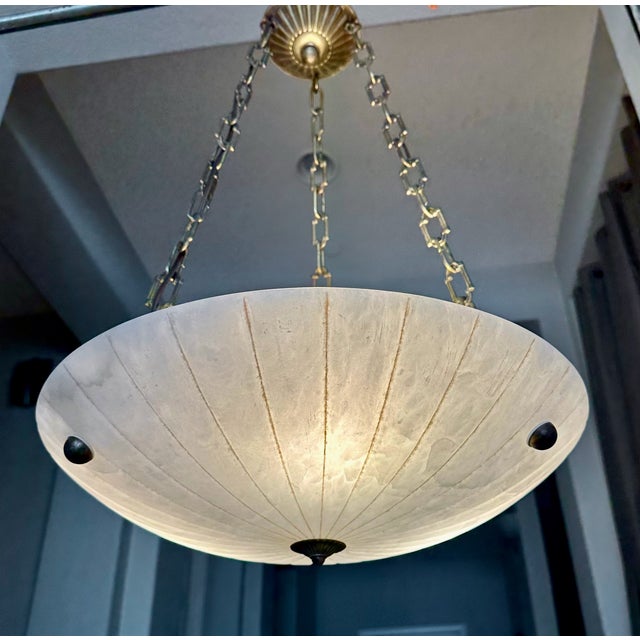Late 20th Century Directoire Style French Alabaster Pendant Chandelier For Sale - Image 15 of 17