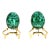 Malachite Eggs on Brass Stand Set of 2 For Sale
