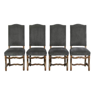 19th Century Dining Chairs with Fabric Seats from Os De Mouton, Set of 10 For Sale