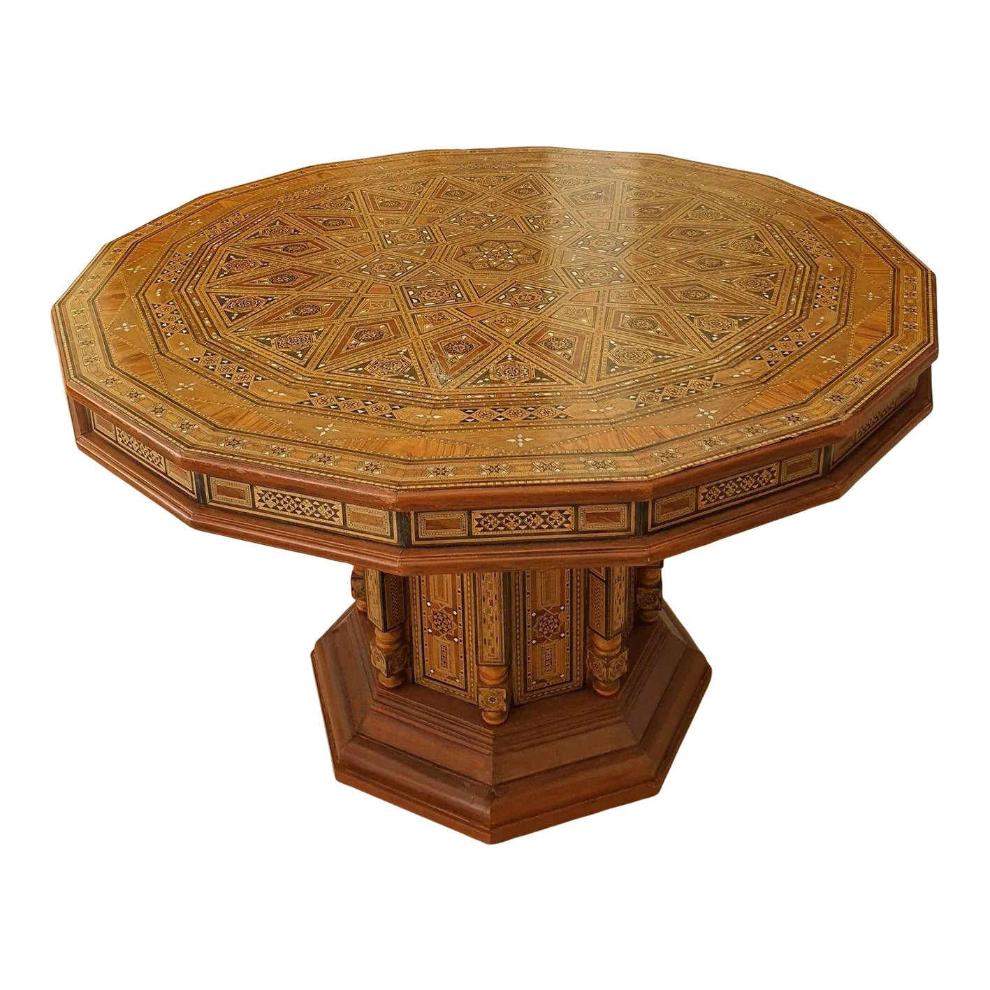 1980s Mosaic Polygon Wood Table | Chairish