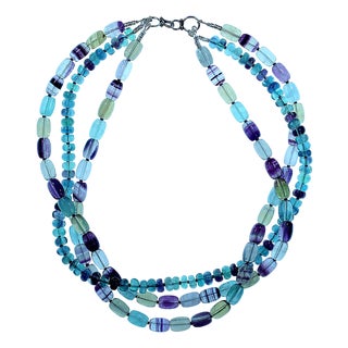 Ajd 17 Inch Three Strand Multi Color Fluorite Necklace For Sale