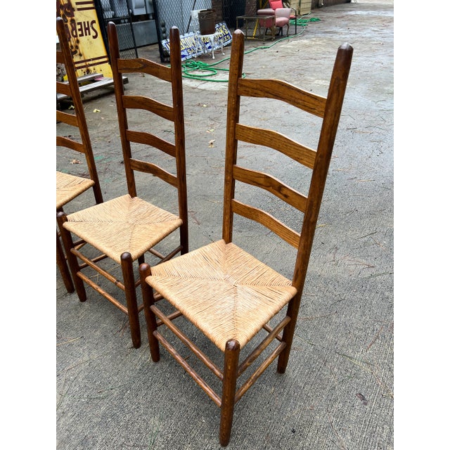 A stunning set of four ladder back chairs perfect for any dining room.