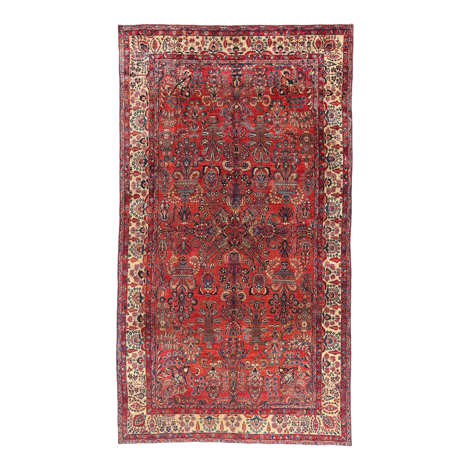 Antique Red Persian Sarouk Rug, 08'08 X 15'07 | Chairish