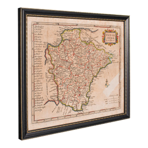 Antique Devonshire Map, English Framed Robert Morden Devon Cartography, Georgian