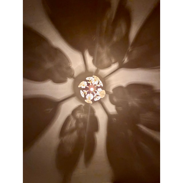 Mid 20th Century Italian Handmade Porcelain & White Murano Glass Daisy Chandelier For Sale - Image 14 of 18