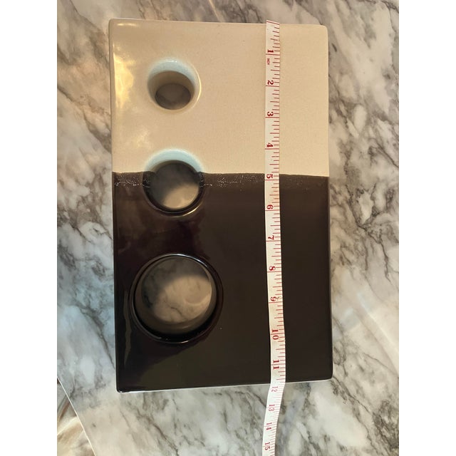 Artis Portugal Two Tone Geometric Cutout Vase Cream For Sale - Image 4 of 17